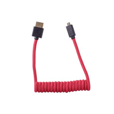1SV Coiled Micro HDMI to Full HDMI Cable (12-24", RED)
