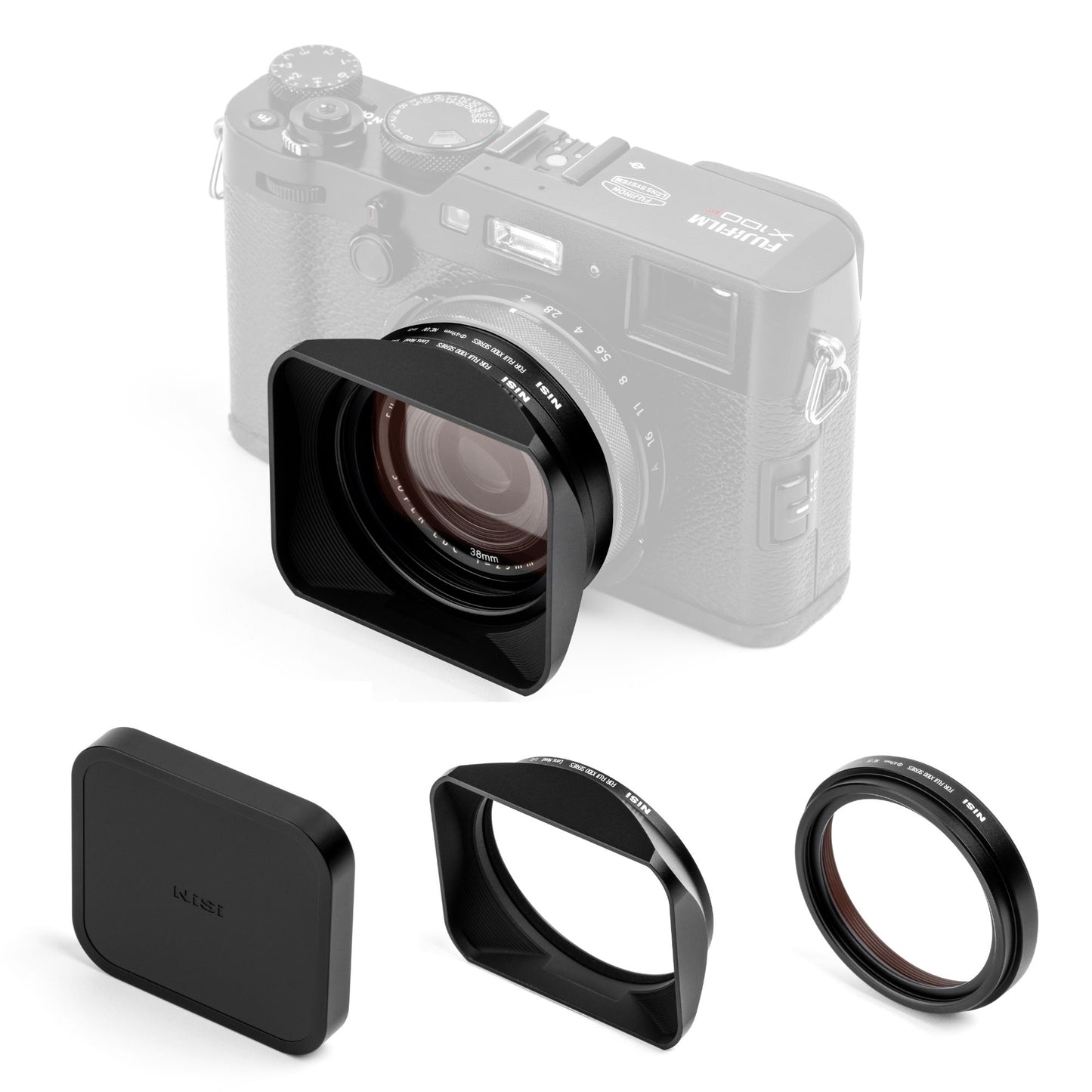 NiSi X100 Series NC UV Filter with 49mm Filter Adaptor, Metal Lens Hood and Lens Cap for Fujifilm X100/X100S/X100F/X100T/X100V/X100VI