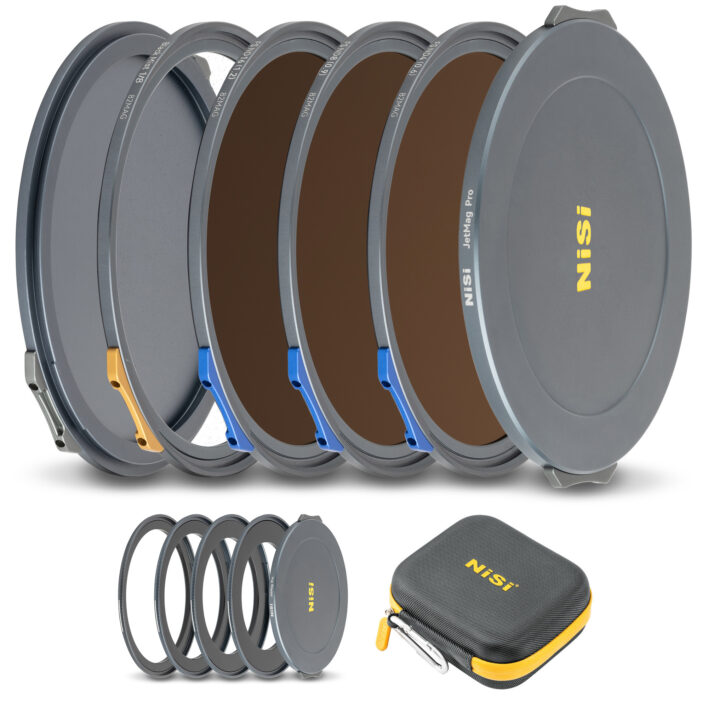 NiSi JetMag Pro Filmmaker Kit 82MAG Magnetic Filter Kit (FS ND 2 Stop, FS ND 3 Stop, FS ND 4 Stop, Black Mist 1/8, 67mm/72mm/77mm/82mm Adaptors, Two Front Caps, Back Cap, Caddy Pouch)