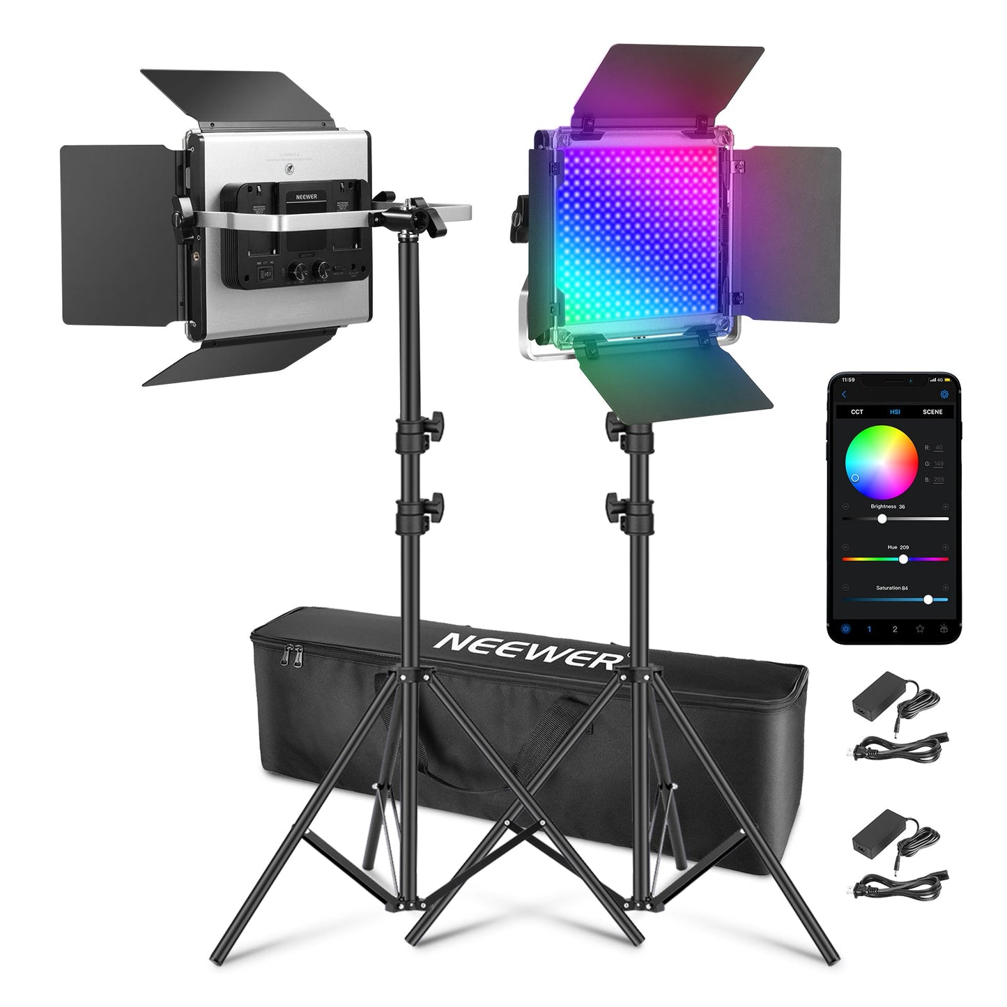 NEEWER 2 Pack Upgraded RGB660 PRO II LED Video Light