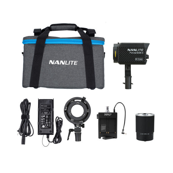 Nanlite Forza 60B II Spotlight incl. reflector, AC, DC battery grip, Bowens adapter and case