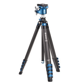 Carbon fiber tripod with ball head on a white background