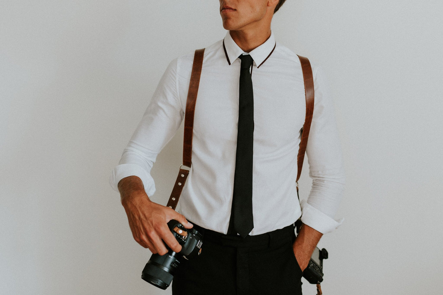 MOON Clasic Dual Leather Camera Harness With Shoulder Pads