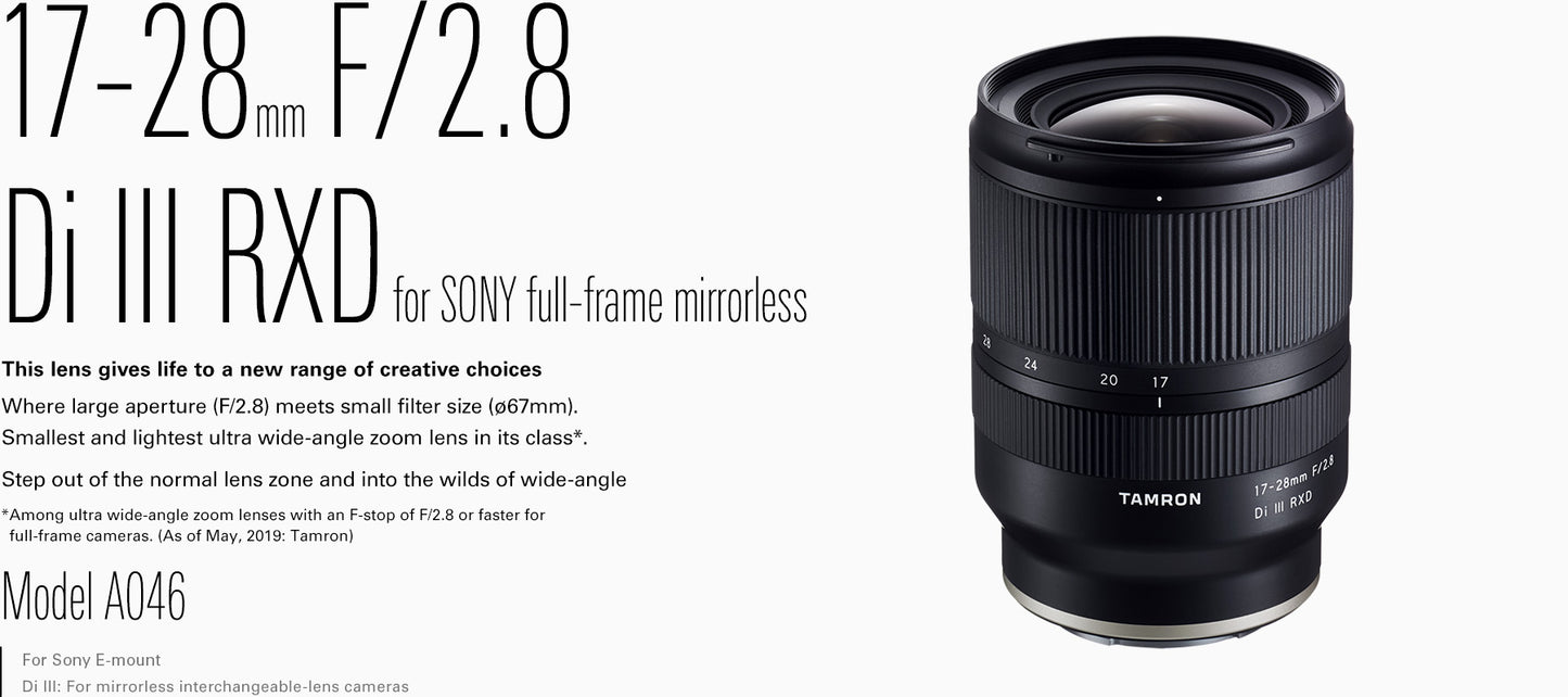 Tamron 17-28mm f/2.8 Di III RXD Lens for Sony E
