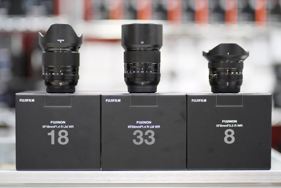 Fujifilm 33mm f/1.4, 18mm f/1.4 and 8mm f/3.5 now avaiable in our rental.