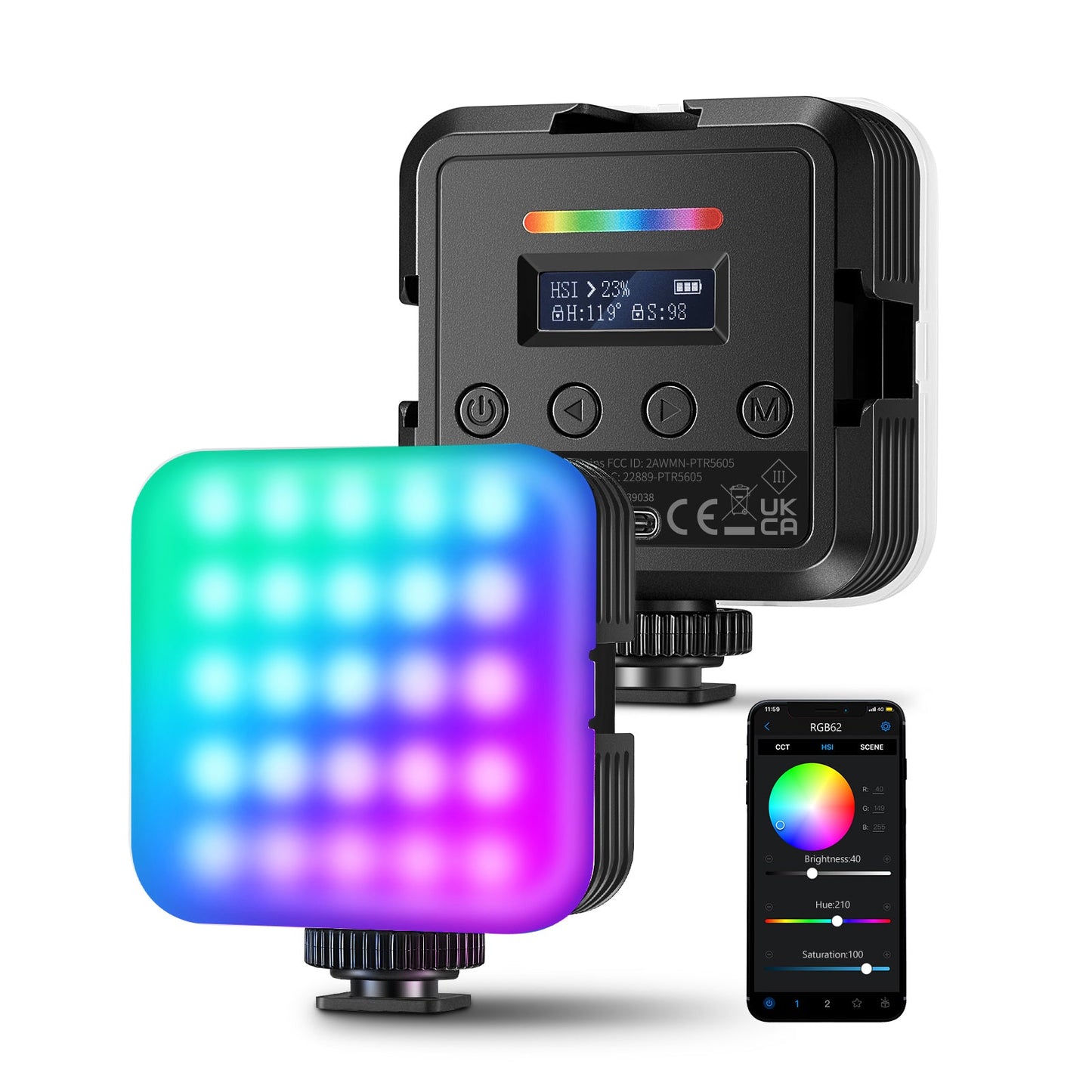 NEEWER RGB62 App Control Magnetic RGB Video  Light - 2 Pack