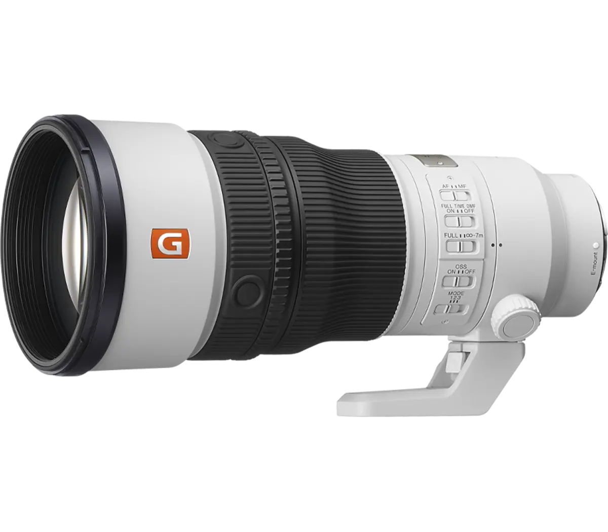 Sony FE 400mm telephoto lens with OSS, white body, black focus ring