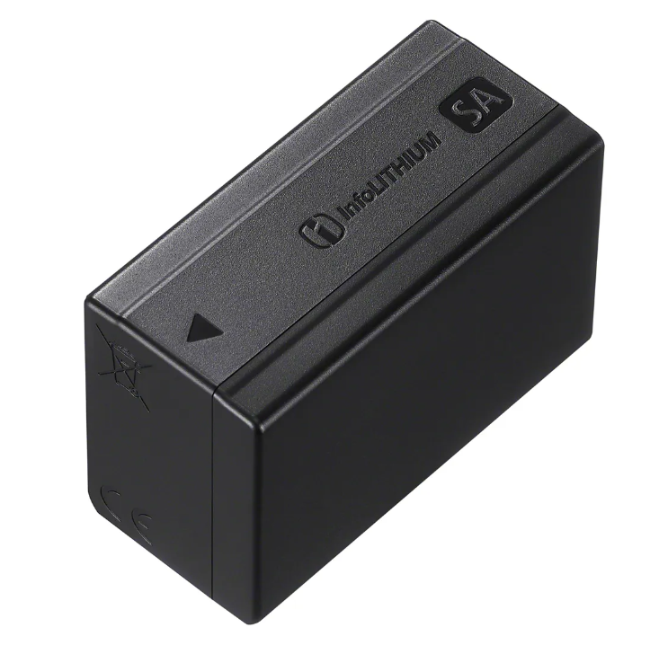 Sony NP-SA100 rechargeable battery pack, black with Lithium SA markings