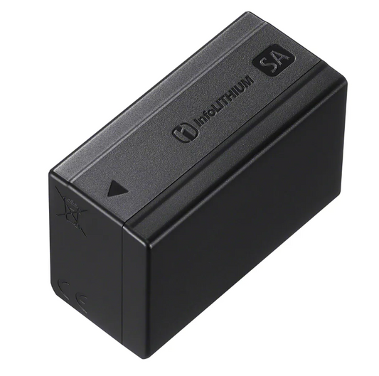 Sony NP-SA100 rechargeable battery pack, black with Lithium SA markings