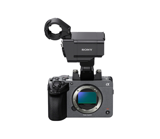 Sony FX5 cinema camera with XLR handle and top-mounted microphone