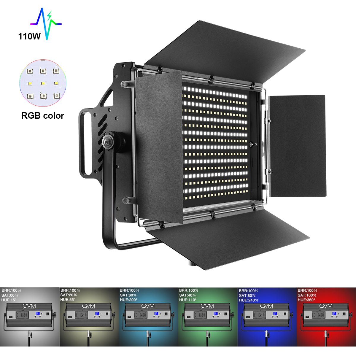 GVM 110S RGB Powerful Bi-color and RGB Video Panel Light(BOGO)