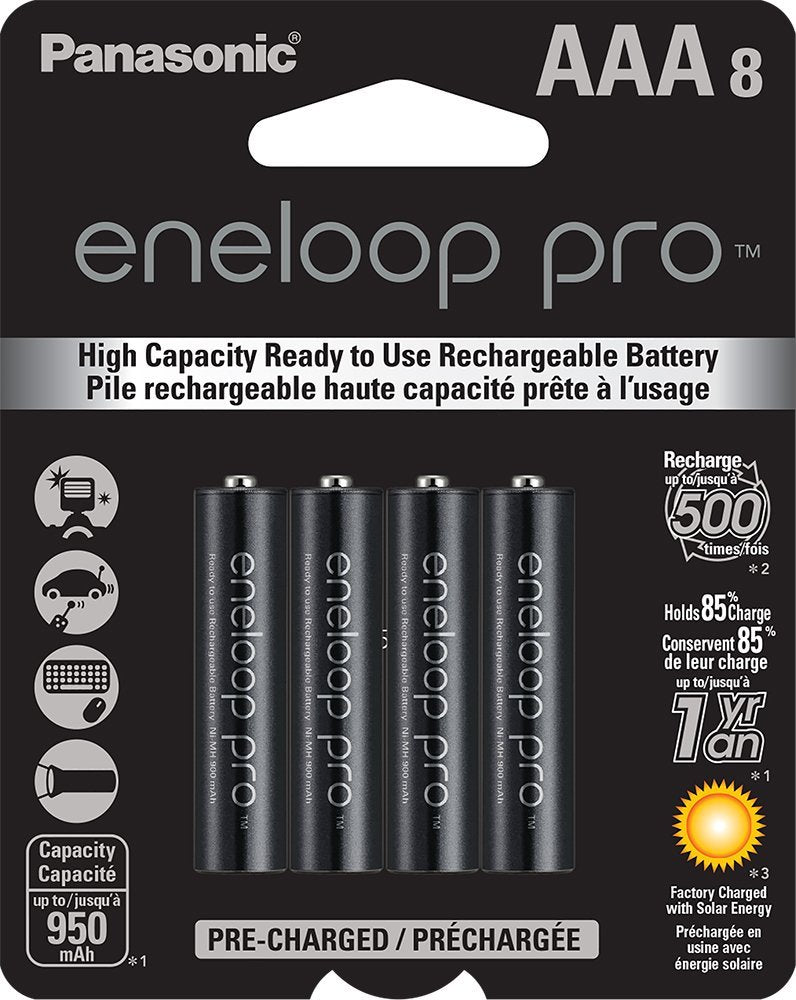 Panasonic Eneloop Pro AAA Rechargeable Ni-MH Batteries (950mAh, 8-Pack)