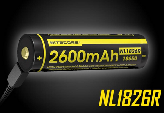 Nitecore NL1826R 2600mAh USB Rechargeable 18650 Battery