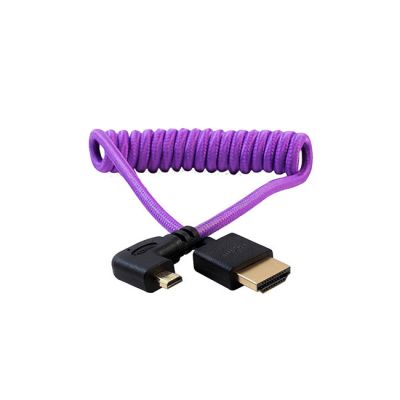 Kondor Blue Gerald Undone 12''-24'' Coiled Full HDMI to Right Angle Micro HDMI Cable (Right Angle (R5/R6), Purple)