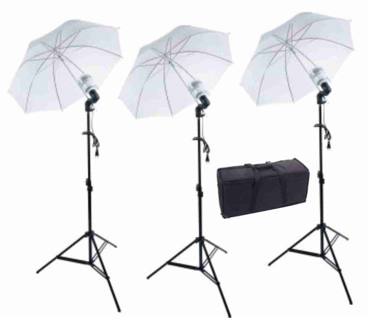 GTX 36 inch 3 Umbrella Kit- 3 LEDs w/Stands (No Bag)